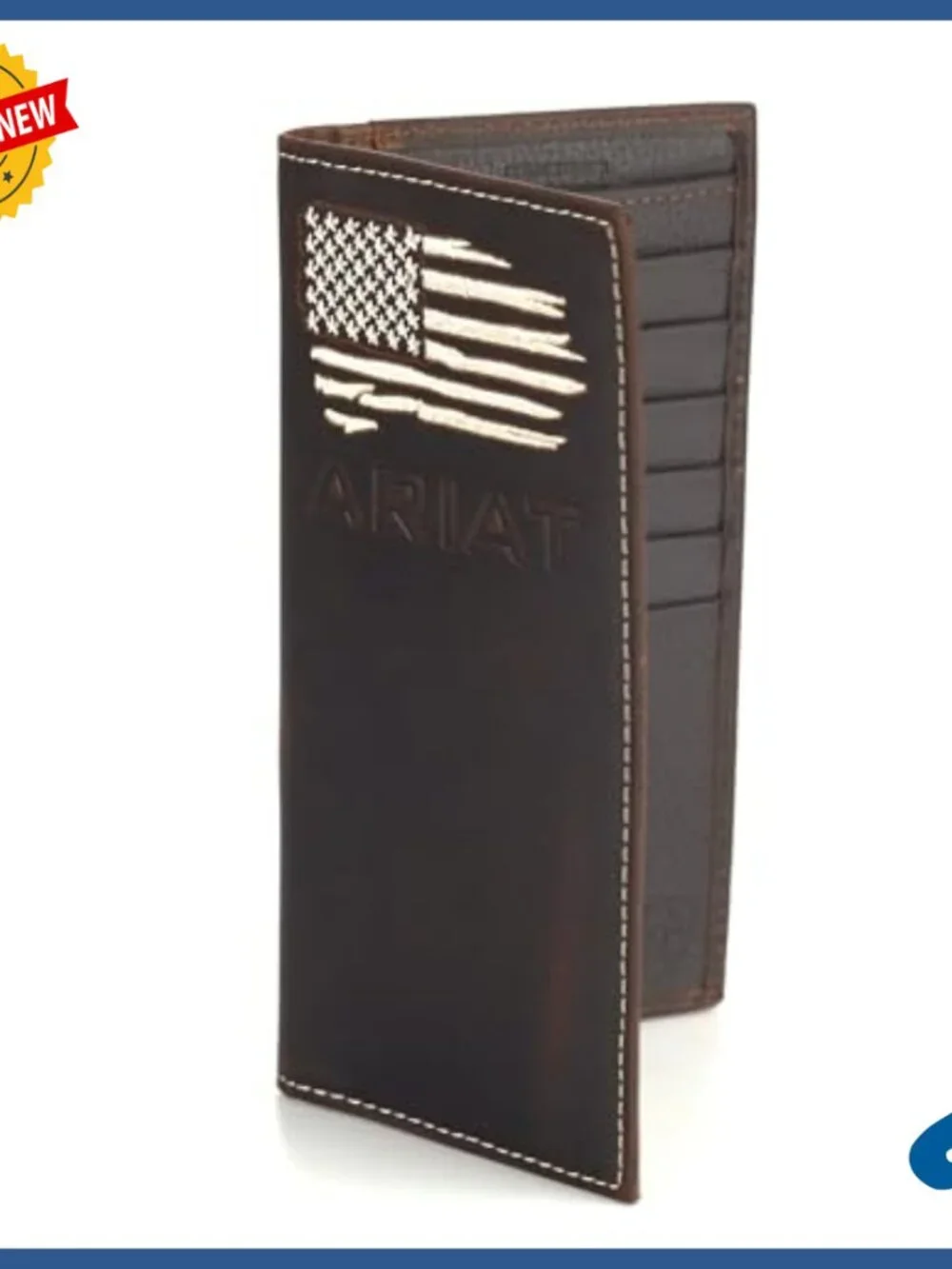 Genuine Leather Bi-Fold Wallet with ID Window and Checkbook Holder
